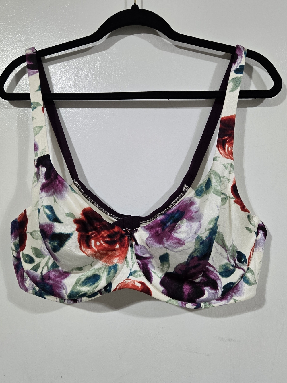 Cacique 42D Floral Underwire Bra Unlined Full Coverage Adjustable Straps New